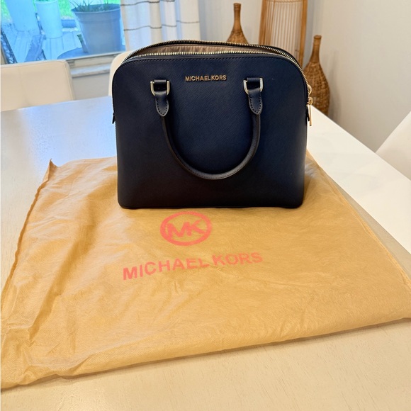 Michael Kors Dark Blue Satchel with Gold Accents - Picture 5 of 6
